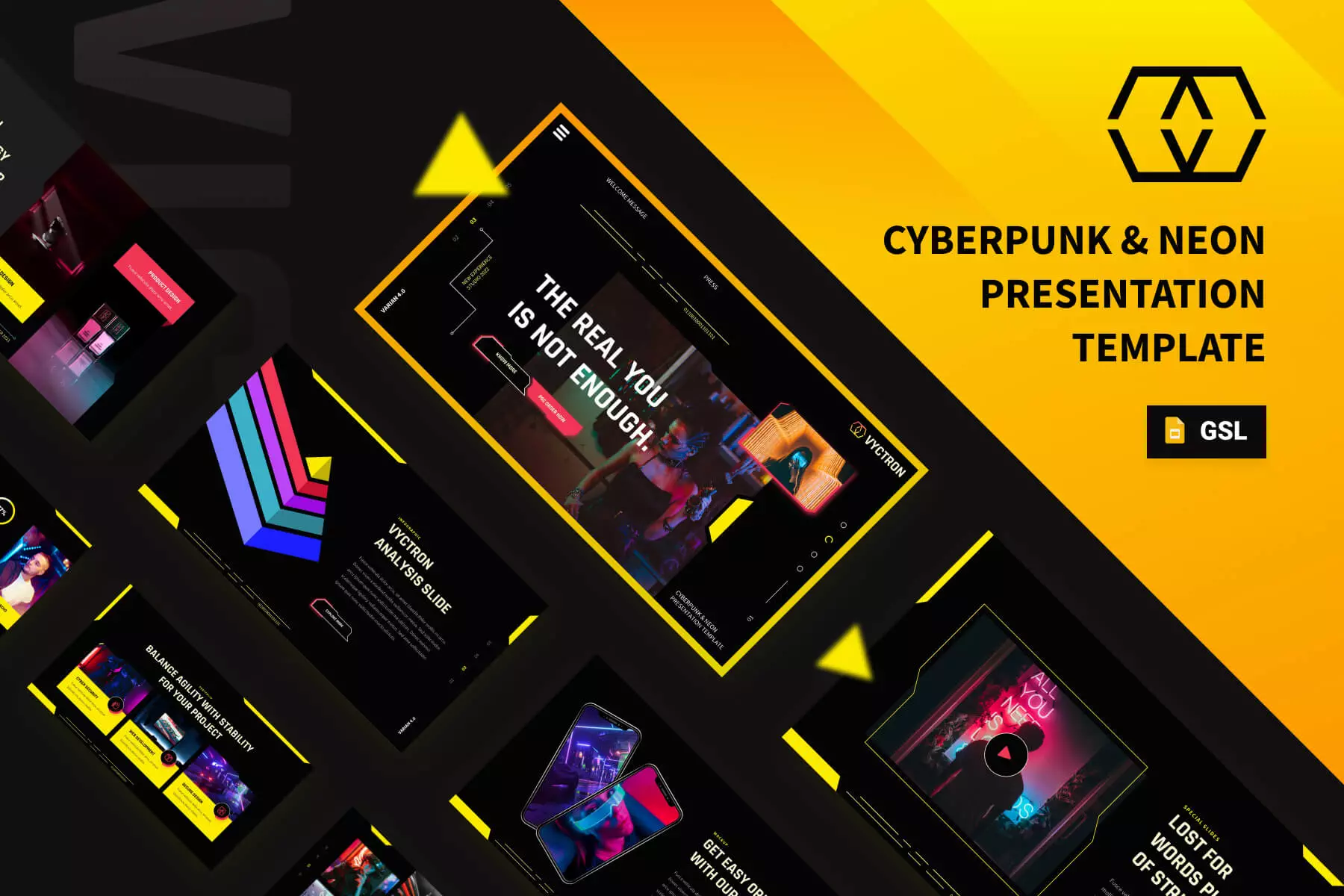 Cyberpunk & Neon Google Slides